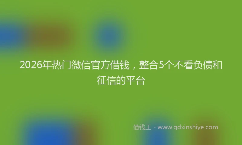 2026年热门微信官方借钱，整合5个不看负债和征信的平台