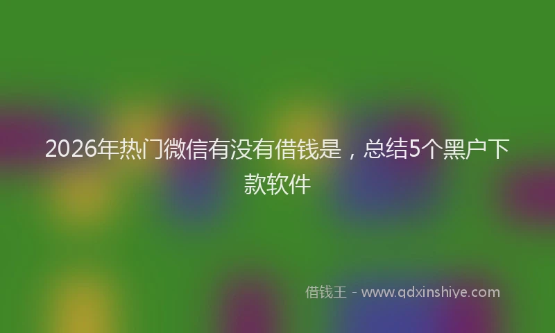 2026年热门微信有没有借钱是,总结5个黑户下款软件