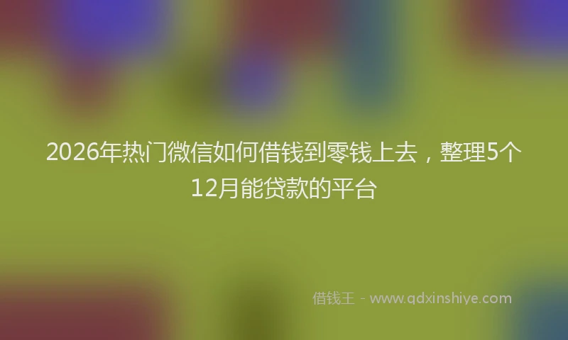 2026年热门微信如何借钱到零钱上去，整理5个12月能贷款的平台