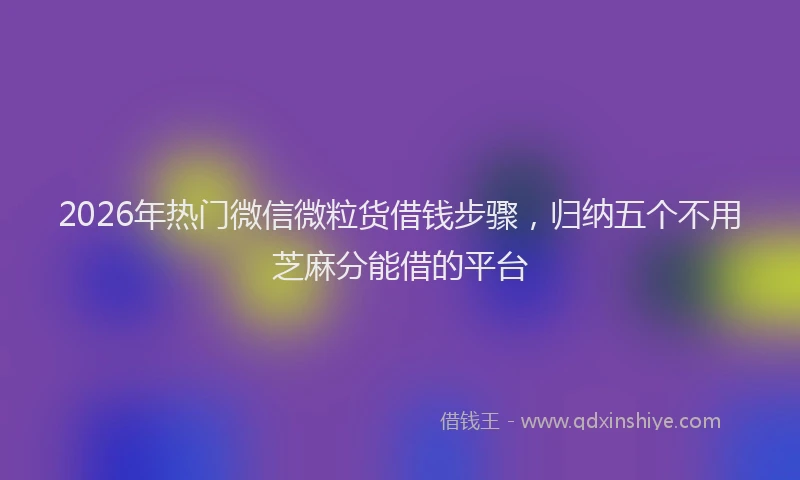2026年热门微信微粒货借钱步骤，归纳五个不用芝麻分能借的平台