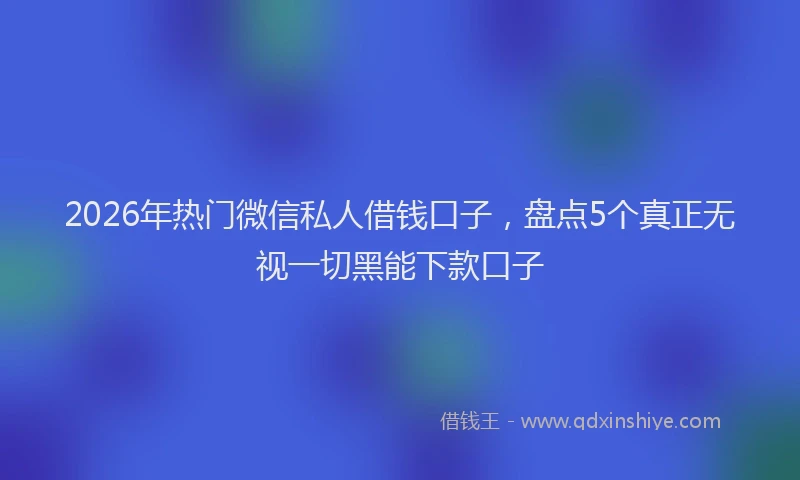 2026年热门微信私人借钱口子，盘点5个真正无视一切黑能下款口子