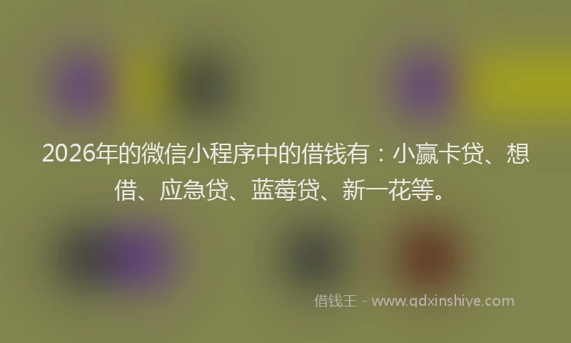 2026年的微信小程序中的借钱有：小赢卡贷、想借、应急贷、蓝莓贷、新一花等。
