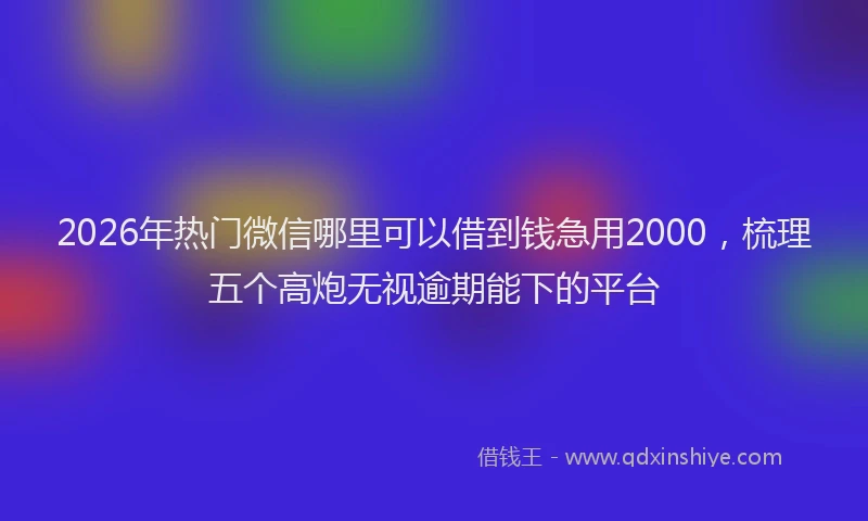 2026年热门微信哪里可以借到钱急用2000，梳理五个高炮无视逾期能下的平台