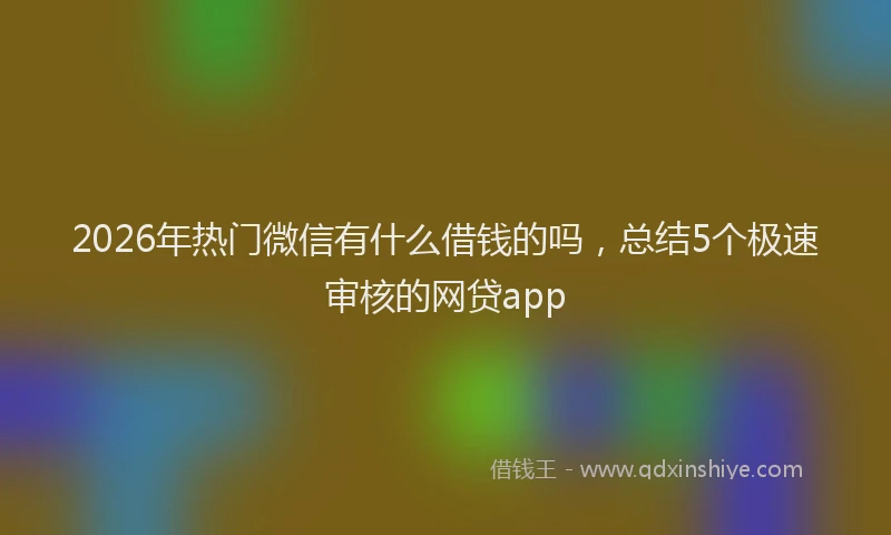 2026年热门微信有什么借钱的吗，总结5个极速审核的网贷app