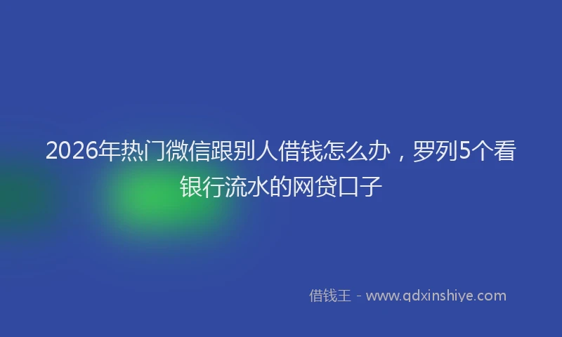 2026年热门微信跟别人借钱怎么办，罗列5个看银行流水的网贷口子