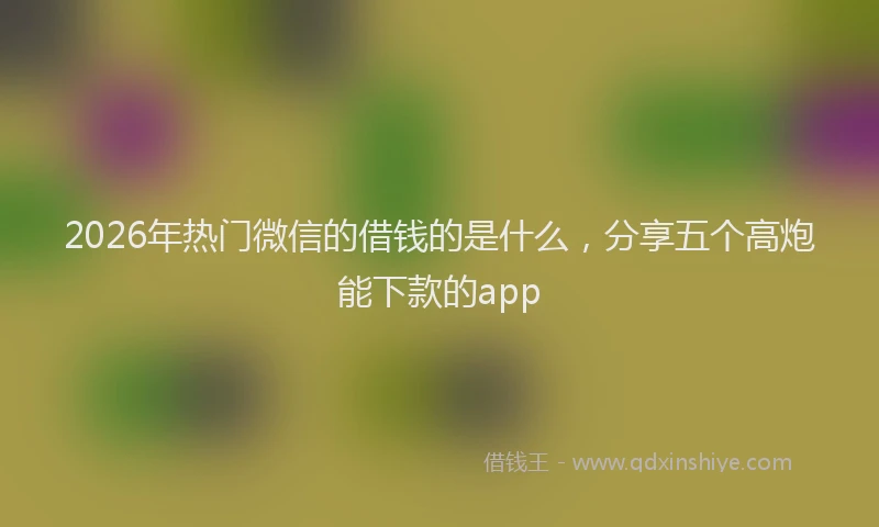 2026年热门微信的借钱的是什么,分享五个高炮能下款的app