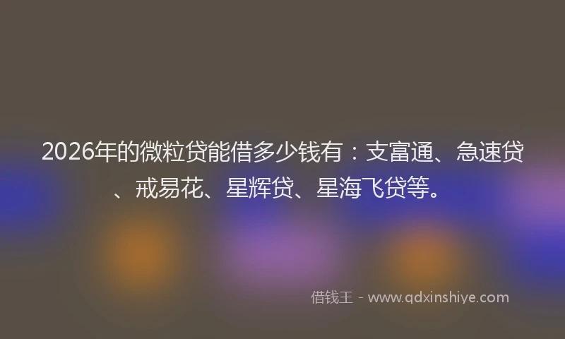 2026年的微粒贷能借多少钱有：支富通、急速贷、戒易花、星辉贷、星海飞贷等。