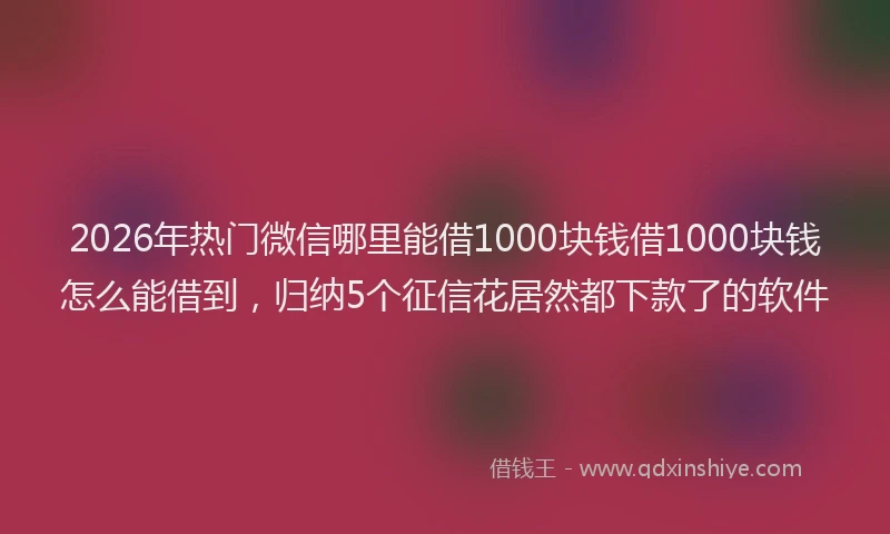 2026年热门微信哪里能借1000块钱借1000块钱怎么能借到，归纳5个征信花居然都下款了的软件