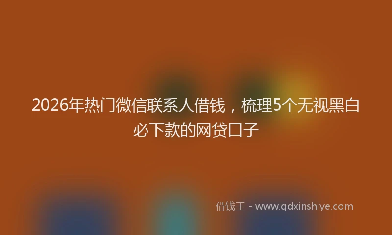 2026年热门微信联系人借钱，梳理5个无视黑白必下款的网贷口子