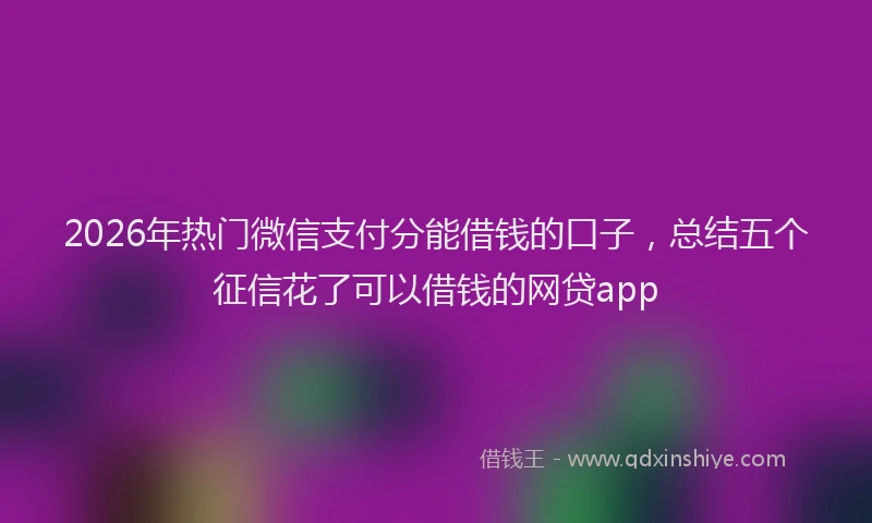 2026年热门微信支付分能借钱的口子，总结五个征信花了可以借钱的网贷app