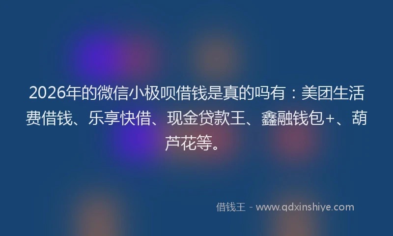 2026年的微信小极呗借钱是真的吗有：美团生活费借钱、乐享快借、现金贷款王、鑫融钱包+、葫芦花等。