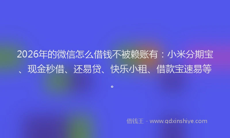 2026年的微信怎么借钱不被赖账有:小米分期宝、现金秒借、还易贷、快乐小租、借款宝速易等。