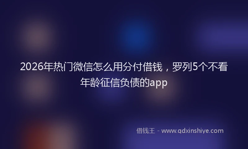 2026年热门微信怎么用分付借钱,罗列5个不看年龄征信负债的app