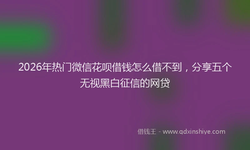 2026年热门微信花呗借钱怎么借不到，分享五个无视黑白征信的网贷