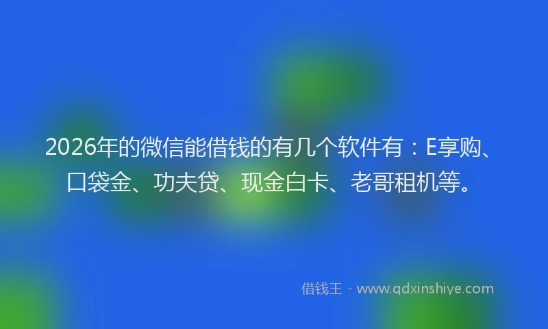 2026年的微信能借钱的有几个软件有：E享购、口袋金、功夫贷、现金白卡、老哥租机等。