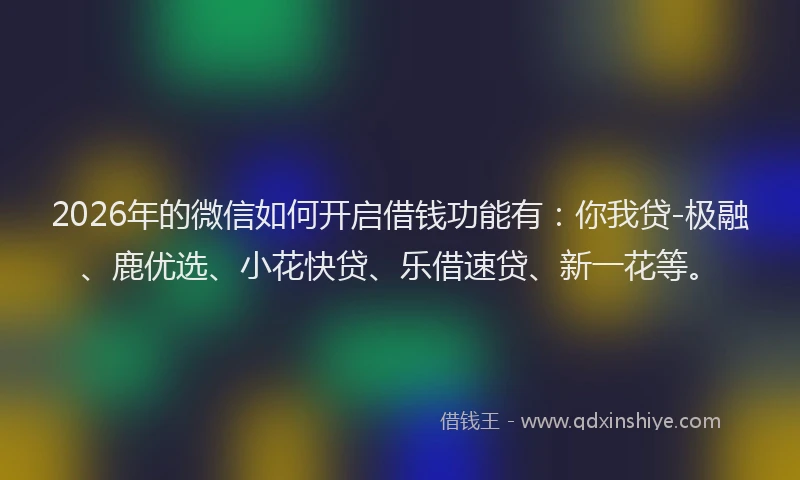 2026年的微信如何开启借钱功能有：你我贷-极融、鹿优选、小花快贷、乐借速贷、新一花等。