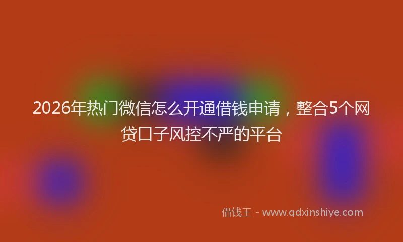 2026年热门微信怎么开通借钱申请，整合5个网贷口子风控不严的平台