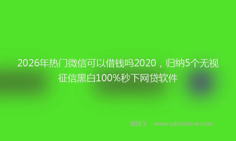 2026年热门微信可以借钱吗2020，归纳5个无视征信黑白100%秒下网贷软件