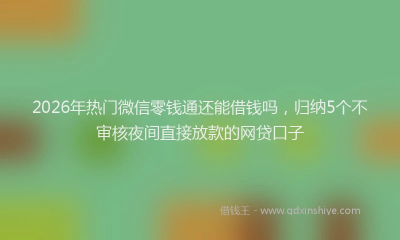 2026年热门微信零钱通还能借钱吗，归纳5个不审核夜间直接放款的网贷口子