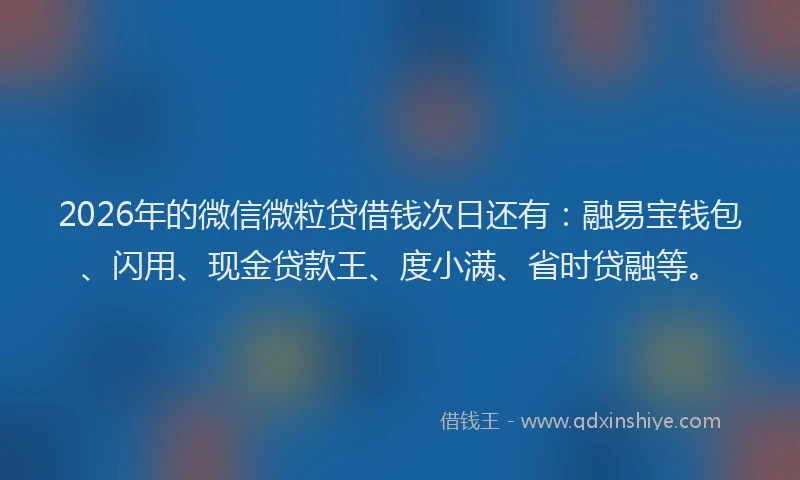 2026年的微信微粒贷借钱次日还有：融易宝钱包、闪用、现金贷款王、度小满、省时贷融等。