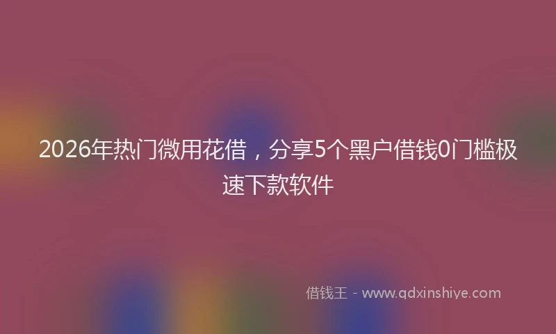 2026年热门微用花借，分享5个黑户借钱0门槛极速下款软件