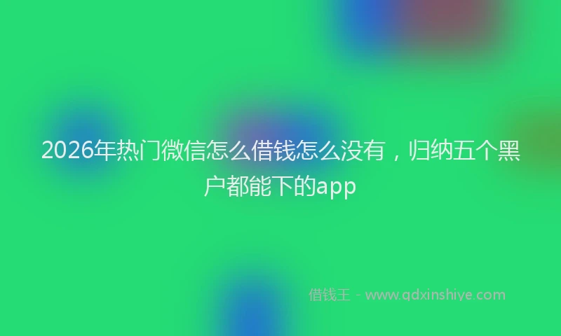 2026年热门微信怎么借钱怎么没有，归纳五个黑户都能下的app
