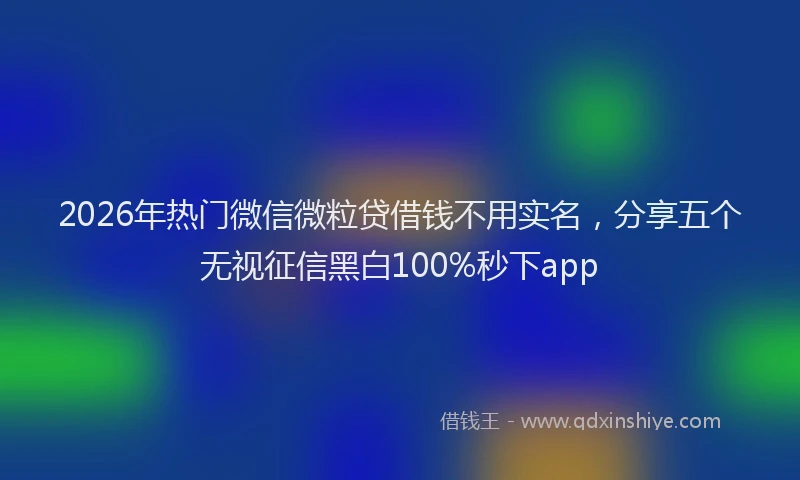 2026年热门微信微粒贷借钱不用实名,分享五个无视征信黑白100%秒下app