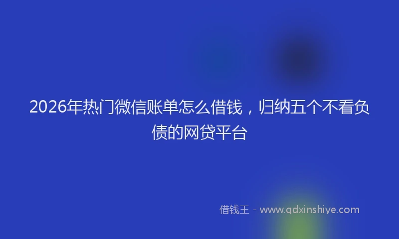 2026年热门微信账单怎么借钱，归纳五个不看负债的网贷平台