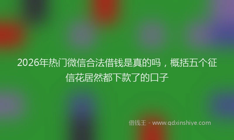 2026年热门微信合法借钱是真的吗,概括五个征信花居然都下款了的口子
