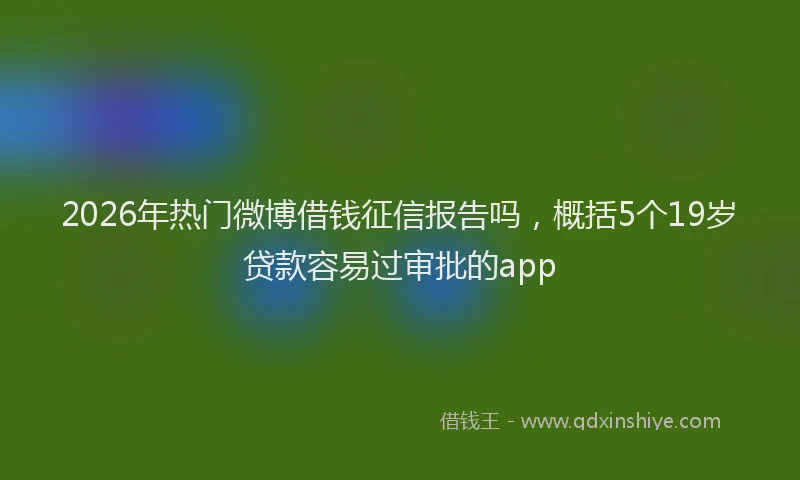 2026年热门微博借钱征信报告吗，概括5个19岁贷款容易过审批的app