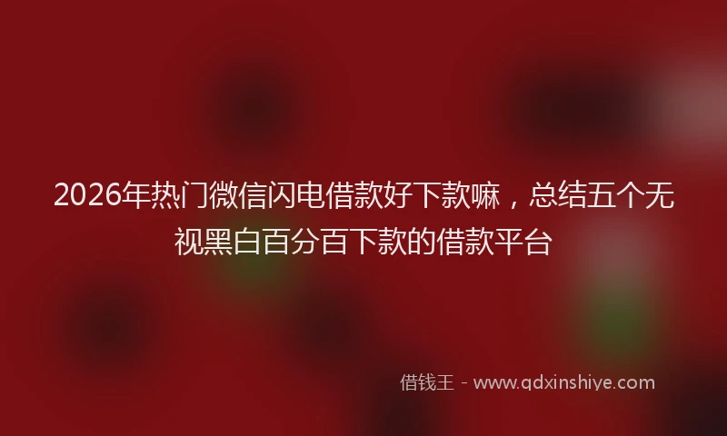 2026年热门微信闪电借款好下款嘛，总结五个无视黑白百分百下款的借款平台