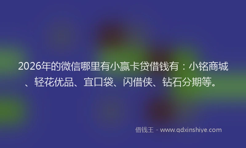 2026年的微信哪里有小赢卡贷借钱有：小铭商城、轻花优品、宜口袋、闪借侠、钻石分期等。
