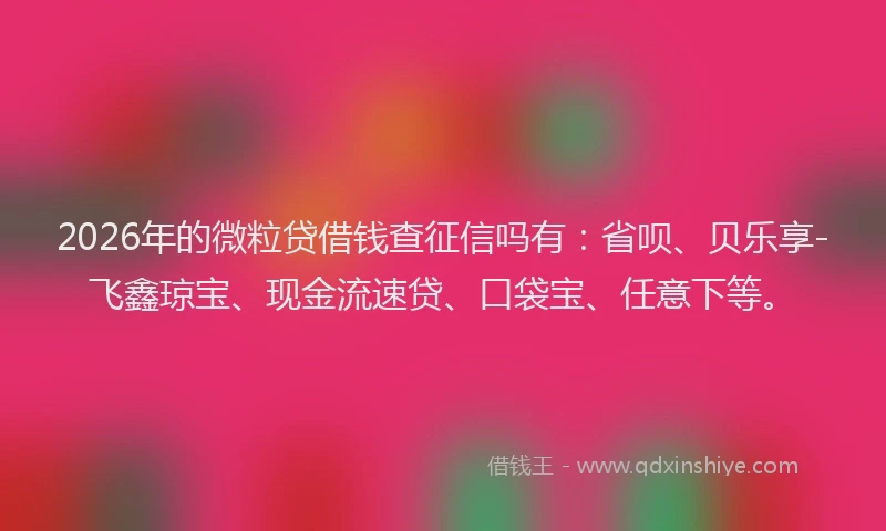 2026年的微粒贷借钱查征信吗有：省呗、贝乐享-飞鑫琼宝、现金流速贷、口袋宝、任意下等。
