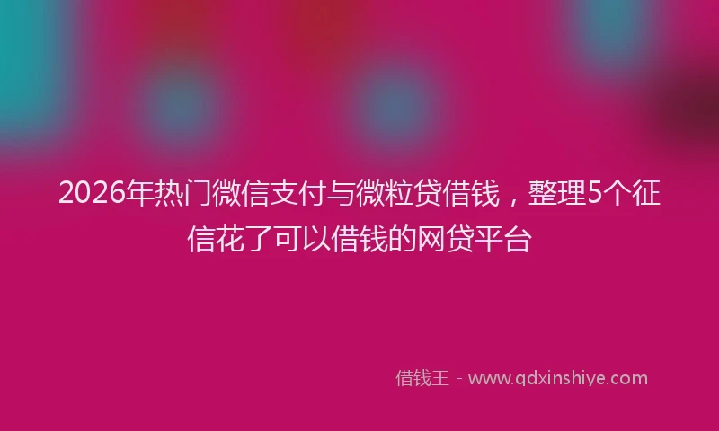 2026年热门微信支付与微粒贷借钱，整理5个征信花了可以借钱的网贷平台