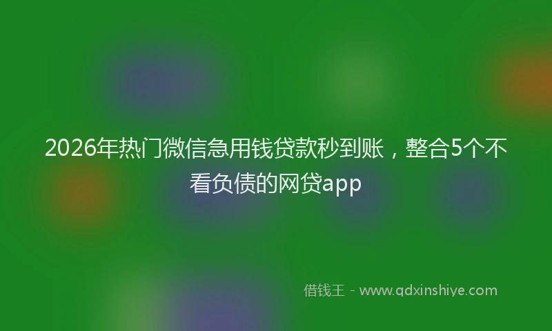 2026年热门微信急用钱贷款秒到账，整合5个不看负债的网贷app
