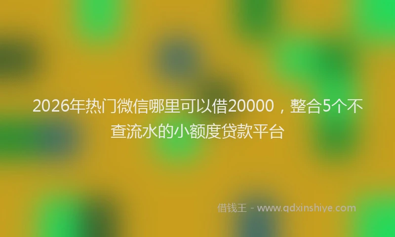 2026年热门微信哪里可以借20000，整合5个不查流水的小额度贷款平台