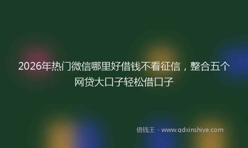 2026年热门微信哪里好借钱不看征信，整合五个网贷大口子轻松借口子