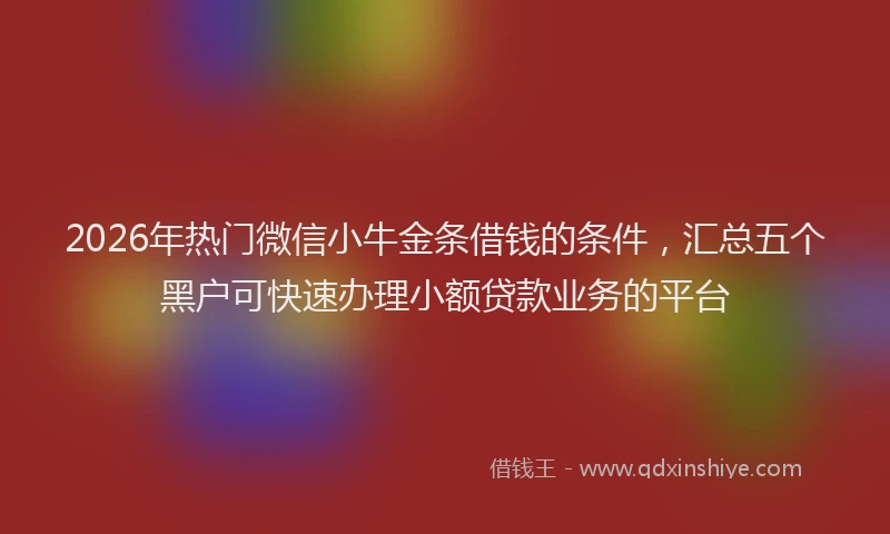 2026年热门微信小牛金条借钱的条件，汇总五个黑户可快速办理小额贷款业务的平台
