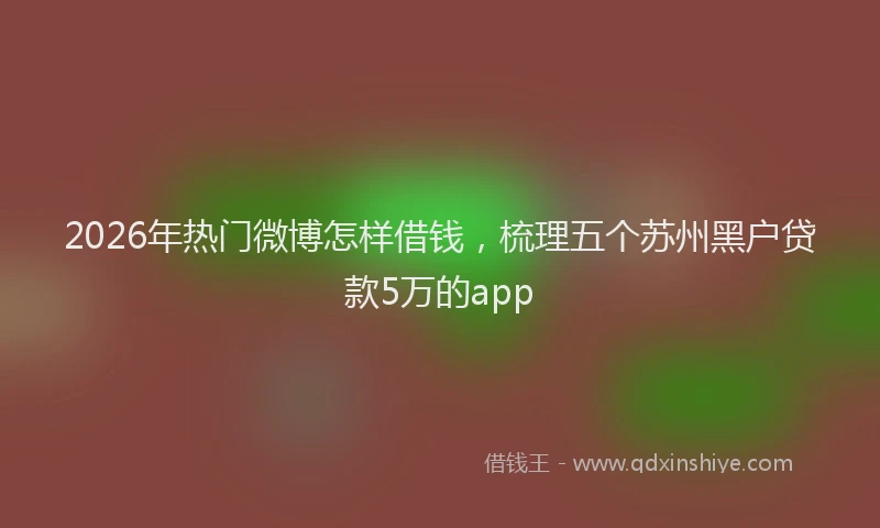2026年热门微博怎样借钱，梳理五个苏州黑户贷款5万的app