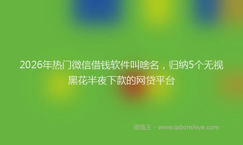 2026年热门微信借钱软件叫啥名，归纳5个无视黑花半夜下款的网贷平台