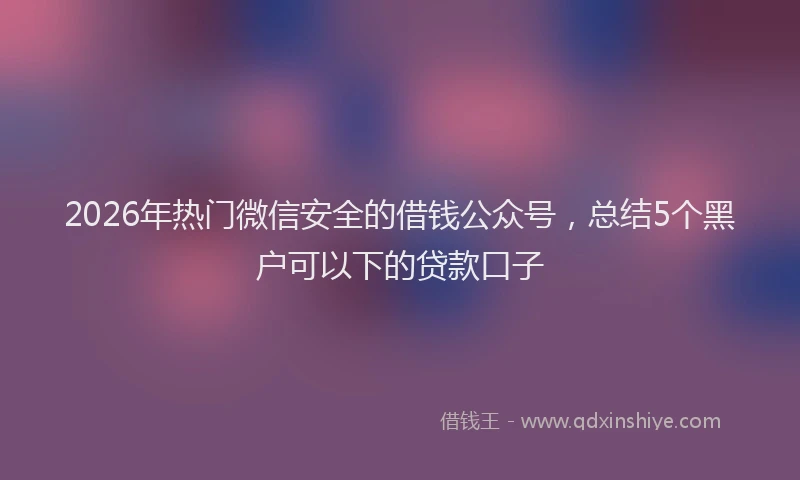 2026年热门微信安全的借钱公众号，总结5个黑户可以下的贷款口子