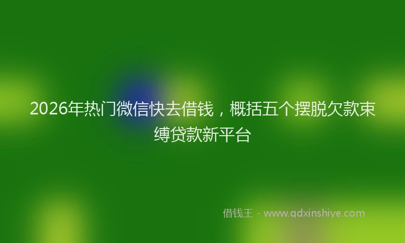 2026年热门微信快去借钱，概括五个摆脱欠款束缚贷款新平台