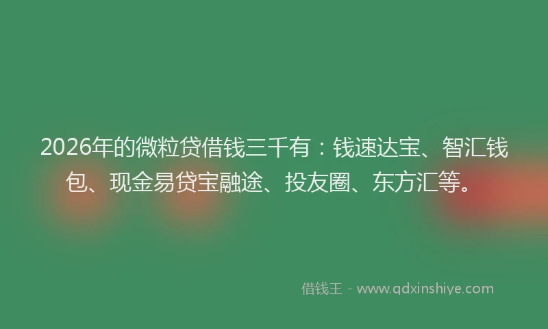 2026年的微粒贷借钱三千有：钱速达宝、智汇钱包、现金易贷宝融途、投友圈、东方汇等。