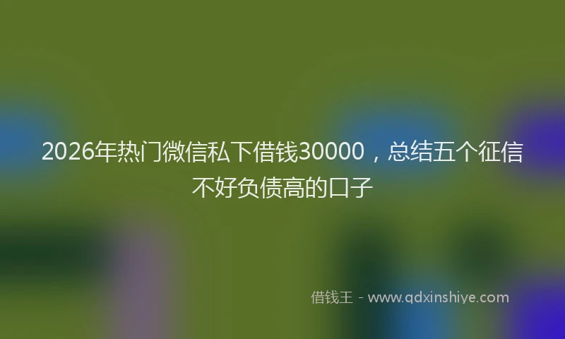 2026年热门微信私下借钱30000，总结五个征信不好负债高的口子