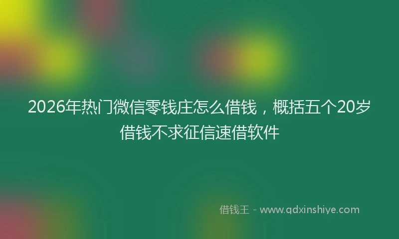 2026年热门微信零钱庄怎么借钱，概括五个20岁借钱不求征信速借软件