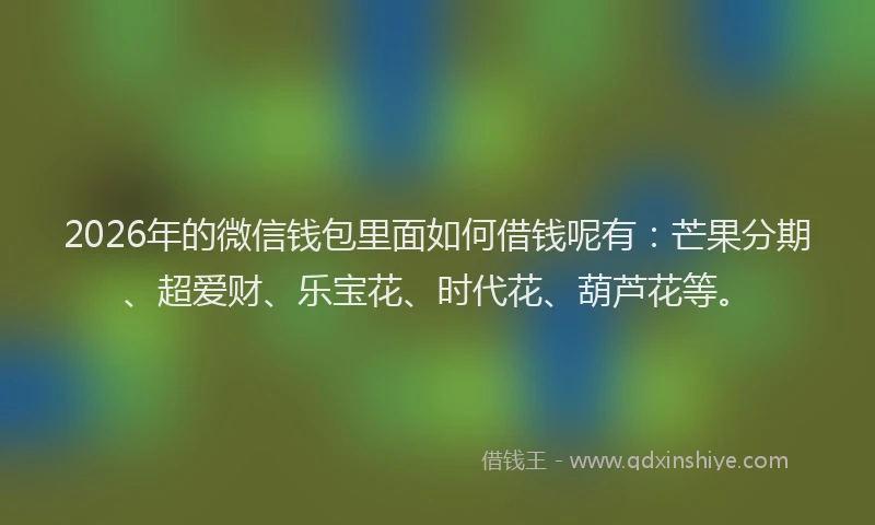 2026年的微信钱包里面如何借钱呢有：芒果分期、超爱财、乐宝花、时代花、葫芦花等。