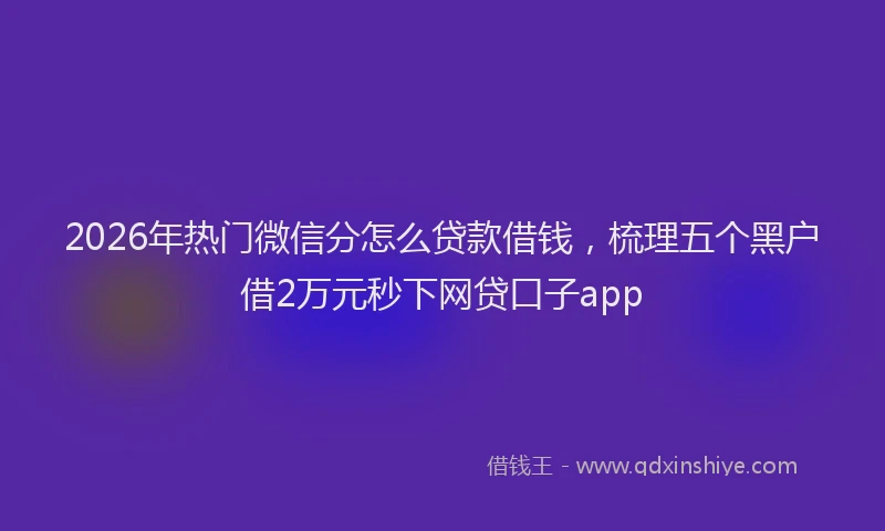 2026年热门微信分怎么贷款借钱，梳理五个黑户借2万元秒下网贷口子app