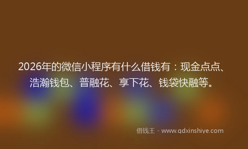 2026年的微信小程序有什么借钱有：现金点点、浩瀚钱包、普融花、享下花、钱袋快融等。