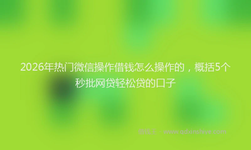 2026年热门微信操作借钱怎么操作的，概括5个秒批网贷轻松贷的口子