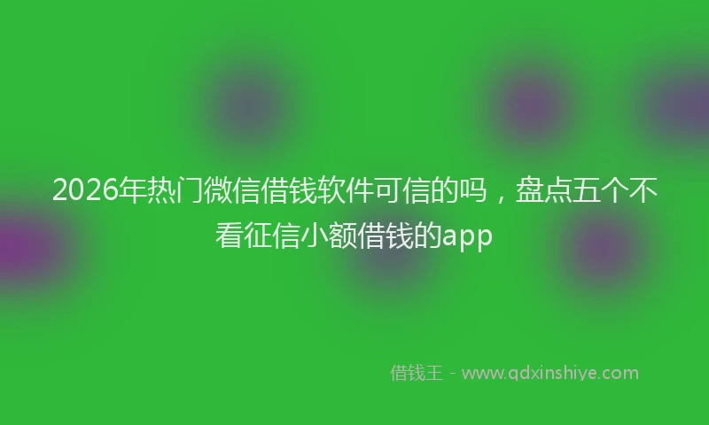 2026年热门微信借钱软件可信的吗，盘点五个不看征信小额借钱的app